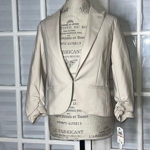 AMANDA & CHELSEA RUNCHED 3/4 SLEEVE BLAZER JACKET STRETCH SZ10